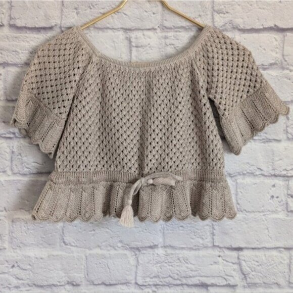 SPELL Atlantic Crochet Sweater Top XS NEW Shell Beige Bohemian Hippie Knit - Picture 2 of 6